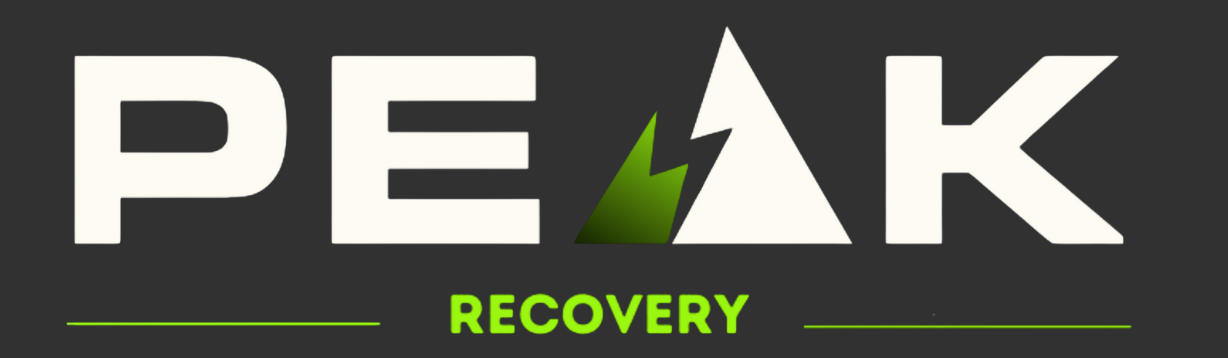 PEAK Recovery logo with a stylized mountain design